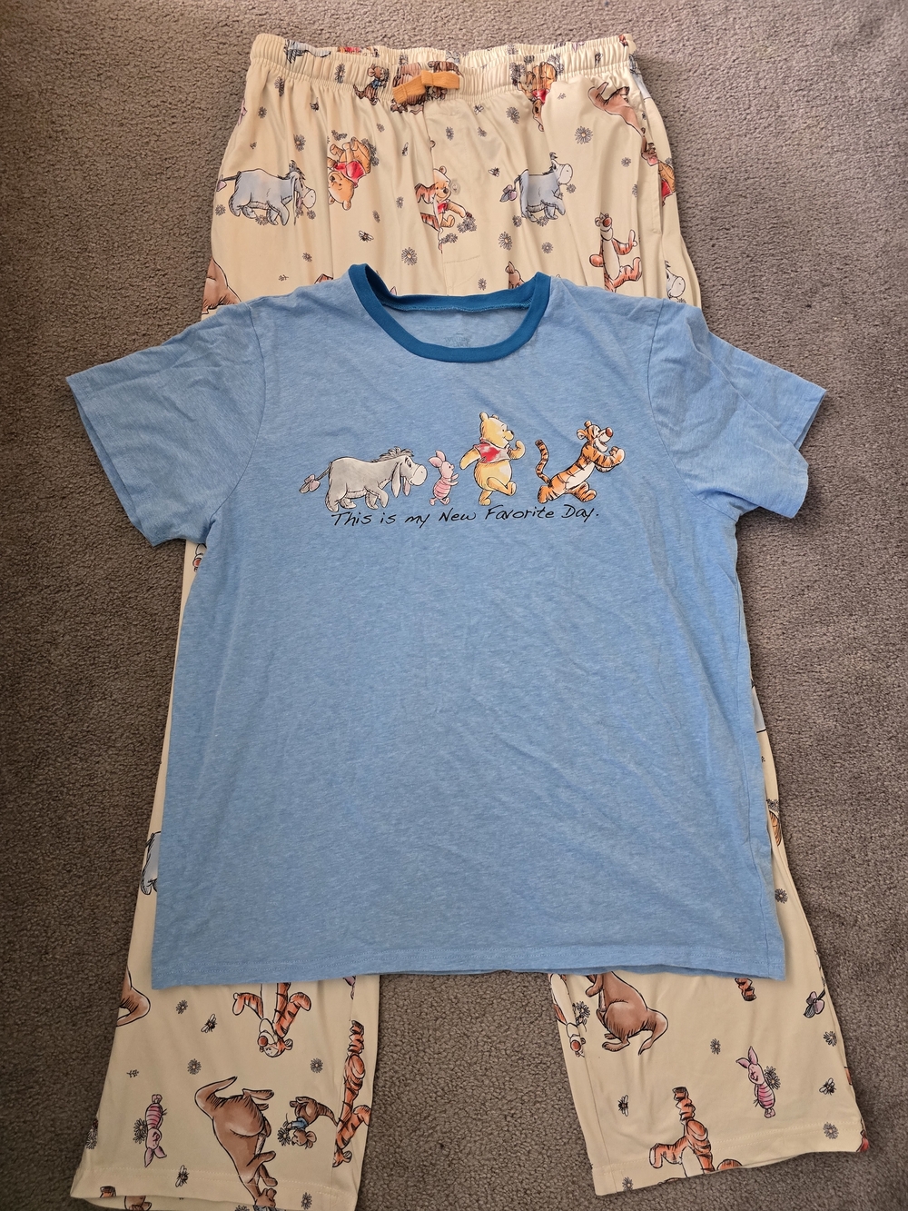 Winnie the Pooh Light Blue Pajama Set with Character Print